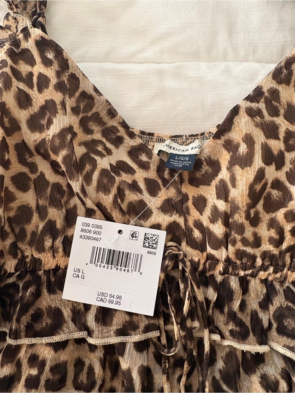 American Eagle Outfitters Leopard Print Ruffle Mini Dress - Brown/Tan - Picture 5 of 7